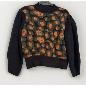 Molly Bracken Women's with Print Fuzzy Long Sleeve Sweater Size L